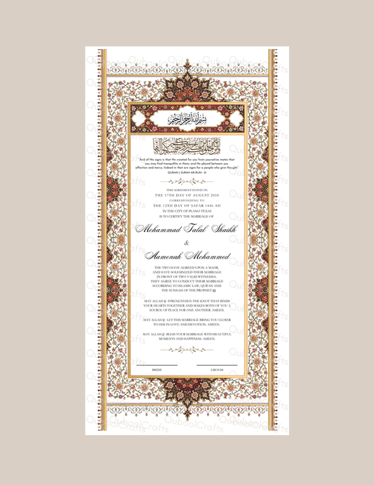 Luxury Nikkah Certificate - BAHAAR (RED) DELUXE