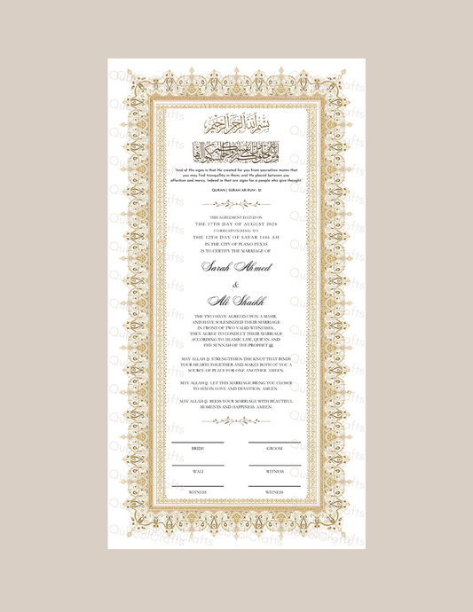 Luxury Nikkah Certificate - NOOR DELUXE
