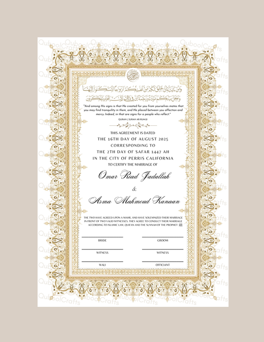Luxury Nikkah Certificate - NOORA