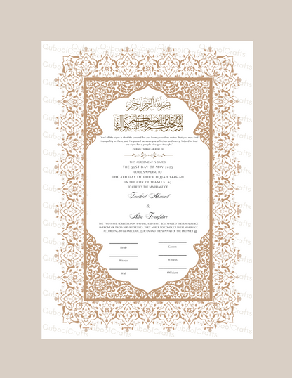 Luxury Nikkah Certificate - ZAREEN