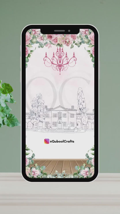 Animated Pink Digital Walima Shaadi Nikkah Ceremony Wedding Engagement Muslim Desi Invitation Invite Template Floral Blush Peach Reception