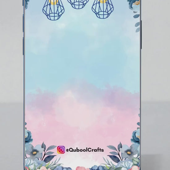 Animated Royal Ice Blue Engagement Walima Shaadi Nikkah Wedding Digital Desi Muslim Invitation Card Template Pink Instant Download Floral