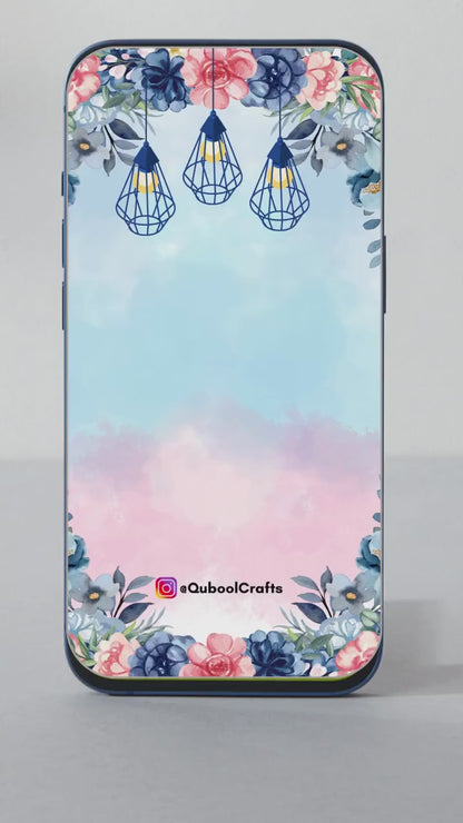 Animated Royal Ice Blue Engagement Walima Shaadi Nikkah Wedding Digital Desi Muslim Invitation Card Template Pink Instant Download Floral
