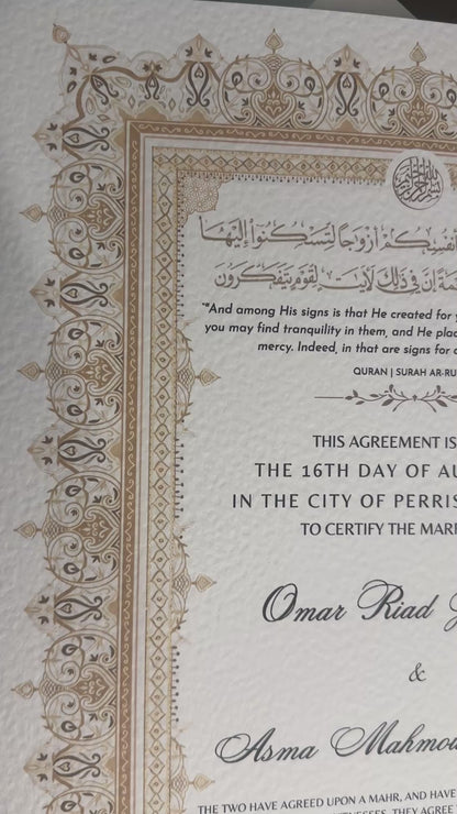 Luxury Nikkah Certificate - NOORA