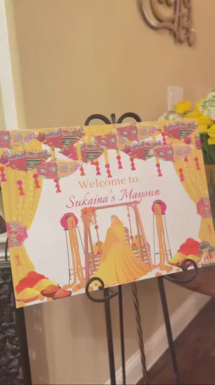 Digital Welcome Sign for Hijabi Bride Mayoun Haldi Mehndi Mayun Dholki Desi Wedding Entrance Signs Invitations Template Signage Downloadable