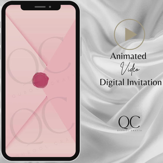 Animated Pink Digital Walima Shaadi Nikkah Ceremony Wedding Engagement Muslim Desi Invitation Invite Template Floral Blush Peach Reception